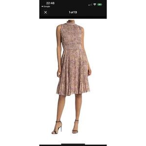 Nanette Lepore Leopard Smocked Waist Sleeveless Midi Dress Sz 12